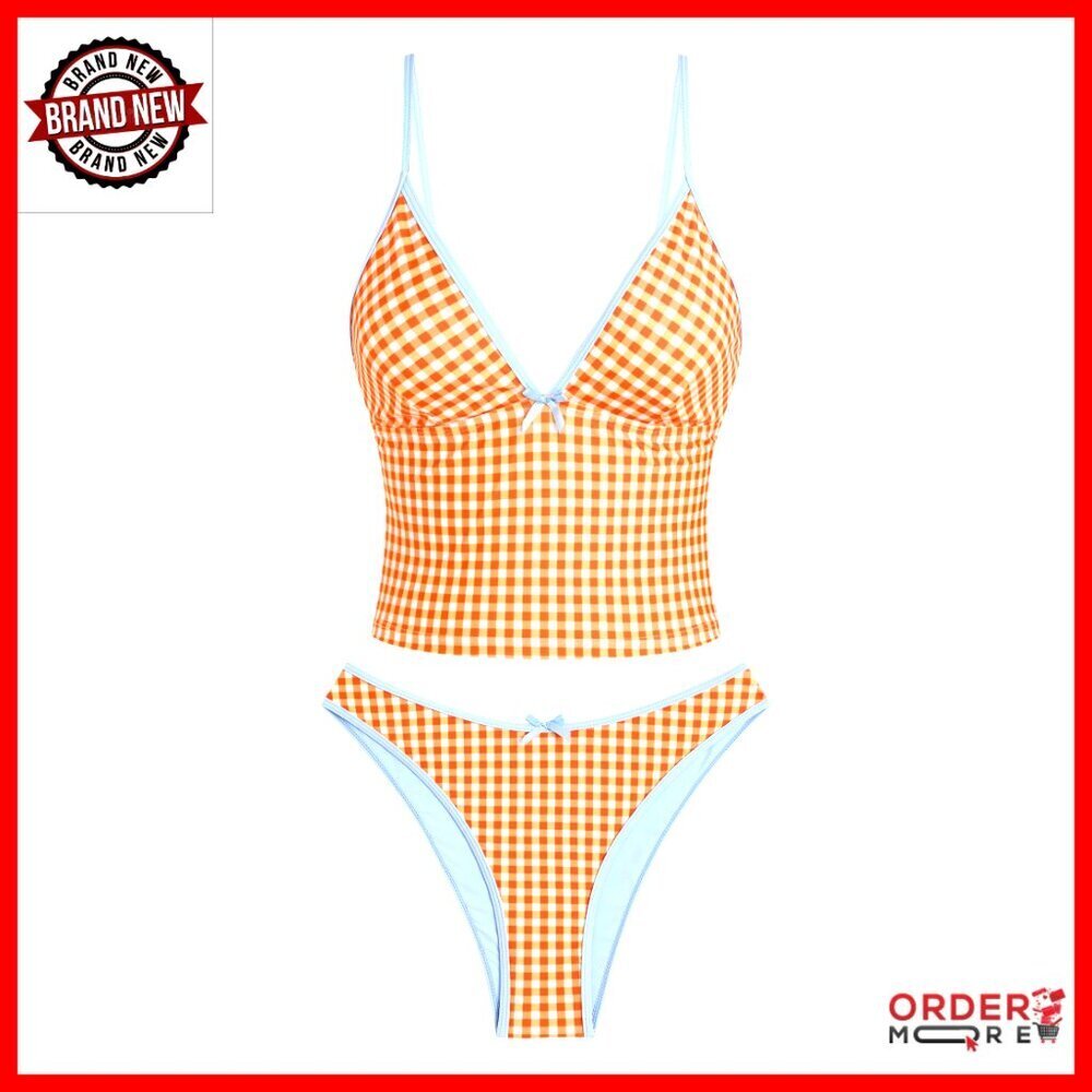 Tummy Control Tankini Set with V Neck and Tie Side Bikini Bottom